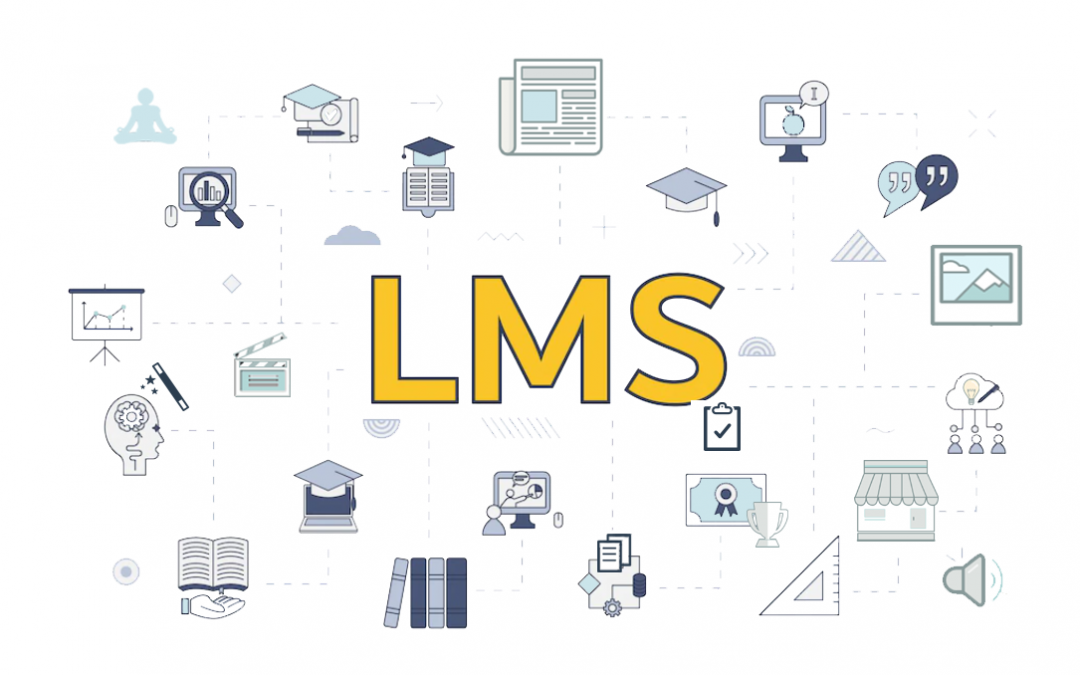 Illustration LMS Moodle entouré de activités et ressources